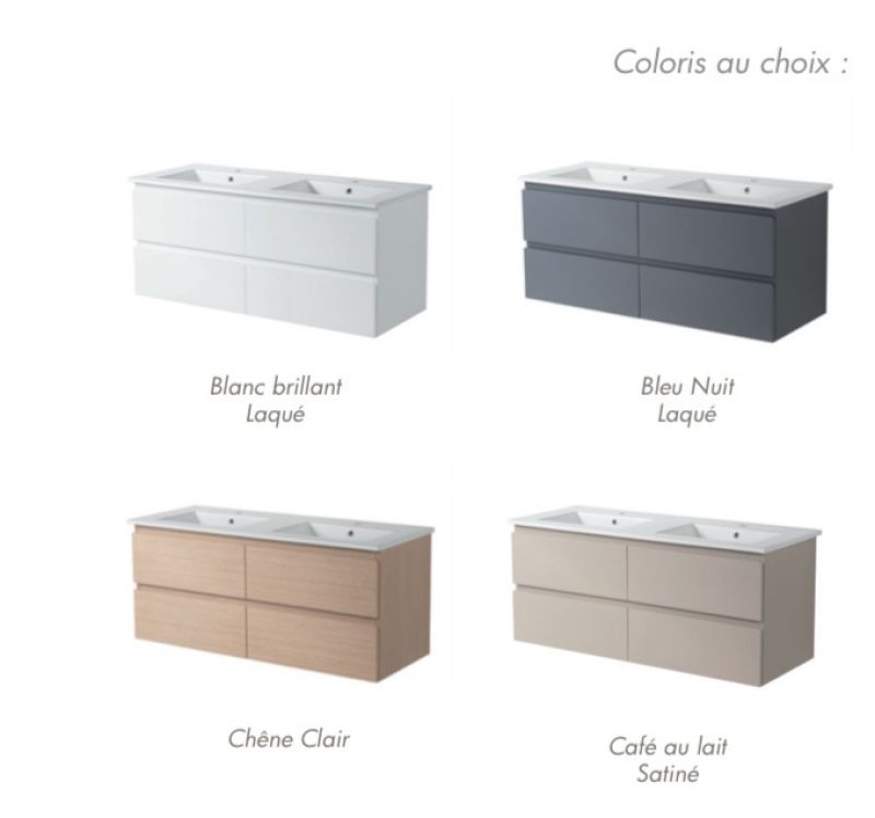 de salle de bain 120 cm, double vasque MODENA 1200 Plusieurs Coloris de salle de bain 120 cm, double vasque MODENA 1200 Plusieurs Coloris