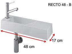 Lave-mains, 17 x 48 cm, robinetterie à gauche - RECTO 48 B