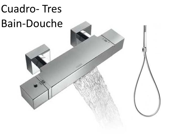 p 100094_3 robinetterie bain douche thermostatique cuadro tres avec bec cascade finition chrome