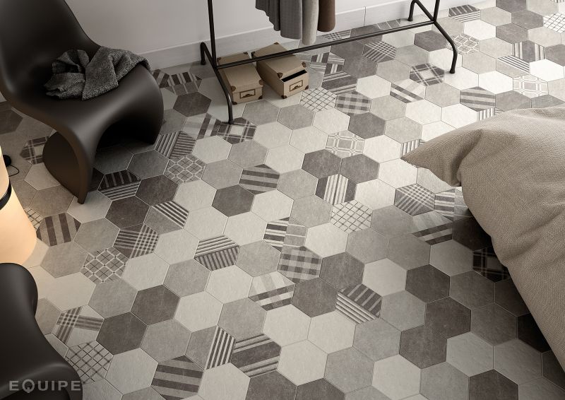 p 175113_3 hexagonal cement mud mate 175x20   carrelage imitation carreaux de ciment gres cerame