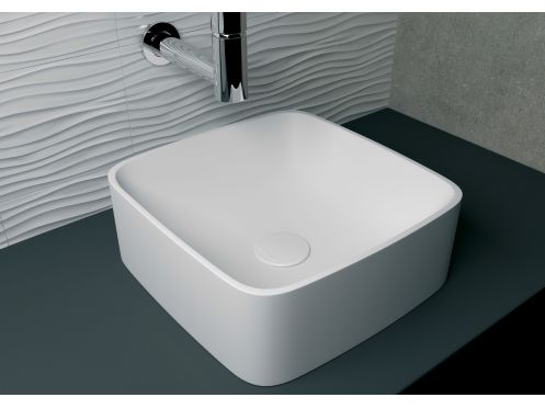 Umywalka nablatowa 40 x 40 cm z Å¼ywicy Solid Surface - CRETA