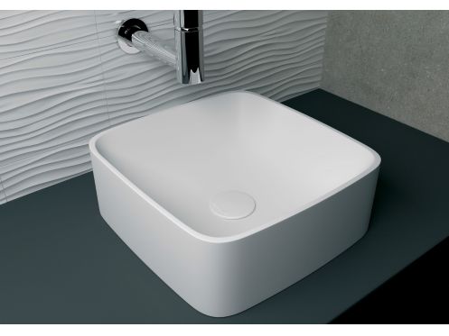 Umywalka nablatowa 40 x 40 cm z żywicy Solid Surface - CRETA