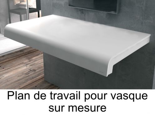 Plan toilette sur mesure, en solid surface, pour vasque de salle de bain � poser - PUZZLE