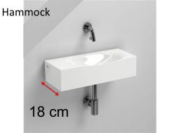 Lave-mains design, 18 x 45 cm, en marbre minéral composite blanc,  sans perçage de robinetterie - HAMMOCK CLOU