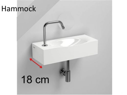 Lave-mains design, 18 x 45 cm, robinetterie � gauche - HAMMOCK 45