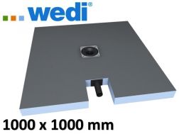 Receveur de douche à carreler, bonde centrale , avec écoulement intégré - Wedi Fundo plano 1000 x 1000 mm