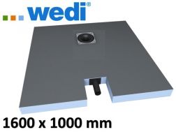 Receveur de douche à carreler, avec écoulement intégré excentré - Wedi Fundo plano 1600 x 1000 mm