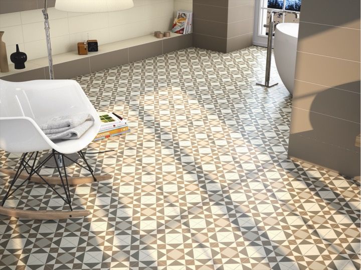 SIMAT BEIGE 20x20 - Carrelage de sol aspect carreaux de ciment.