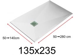 Receveur de douche - 135x235 cm - 1350x2350 mm - en résine minérale, extra plat - LISSO Blanc