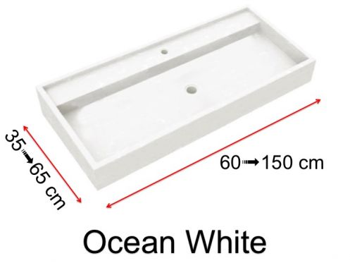 Plan vasque en pierre naturel, 45 x 120 cm, fabrication sur mesure - OCEAN