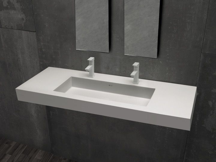 Plan vasque 50 x 150 cm, lavabo triple robinetteries - STIL XXL142 (AT)