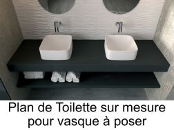 Plan de toilette sur mesure, en résine minérale, pour vasque de salle de bain à poser - GEA