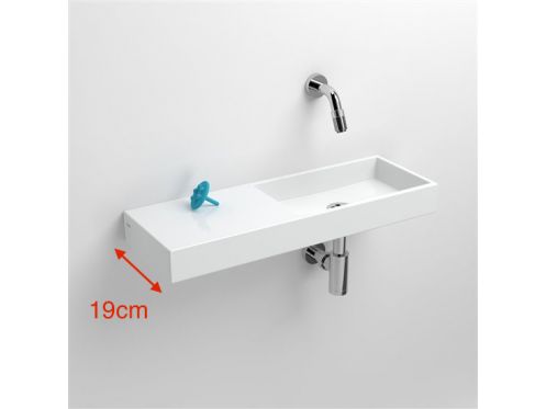 Lave mains, 19 x 56 cm, plage  gauche, robinetterie murale - MINI WASH ME 56 LEFT