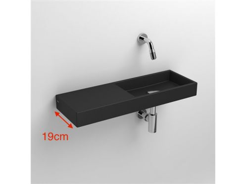 Lave mains, 19 x 56 cm, en cramique anthracite mate, plage  gauche - MINI WASH ME 56CM LEFT