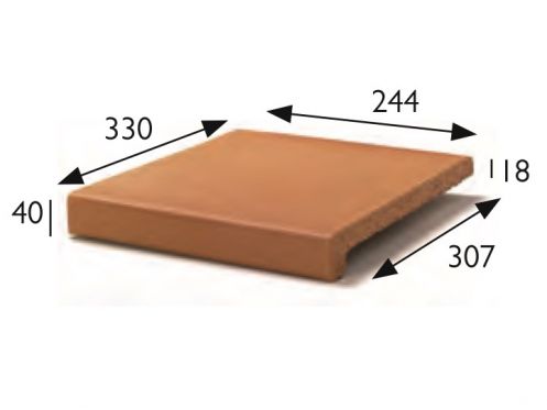 Nez de marche 25 x 33 x 4 cm - Carrelage grs tir - type grs d'artois - gres aragon - klinker buchtal