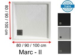 Receveurs de douche carré, avec bordure, évacuation en angle, en résine minérale - MARC II