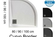 Receveurs de douche quart de rond, avec bordure, en résine minérale - CURVO BORDER