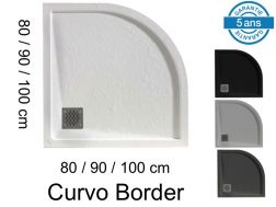 Receveurs de douche quart de rond, avec bordure, en résine minérale - CURVO BORDER