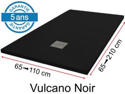 Receveurs de douche en résine minérale, sur mesure, effet pierre, antidérapant - VULCANO Noir - 130 cm