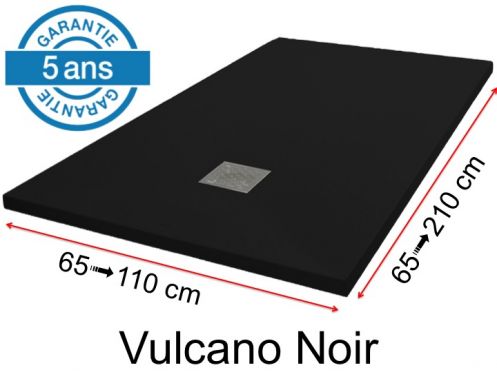 Receveurs de douche en rsine minrale, sur mesure, effet pierre, antidrapant - VULCANO Noir - 130 cm