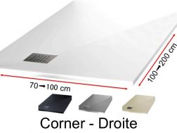 Receveur de douche avec une évacuation en angle à droite - CORNER Droite 130