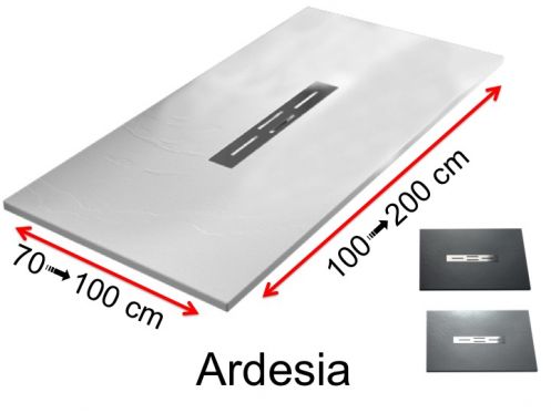 Receveur de douche caniveau central, finition ardoise - ARDESIA 190