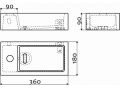 Lave-mains, 18 x 36 cm, robinetterie  gauche - FLUSH 3 LEFT