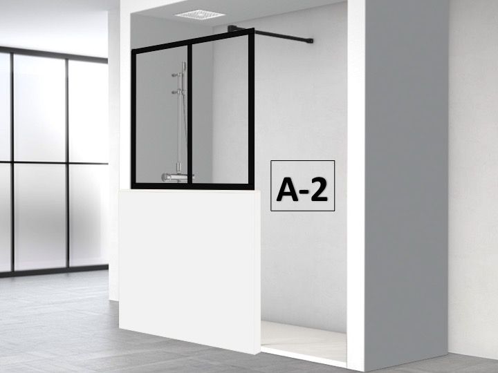 Demi paroi de douche sur muret, de style verrière atelier 100 x 120 cm