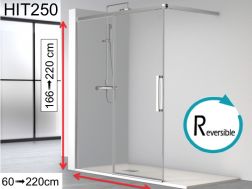 Paroi de douche coulissante, avec une partie ouverte - HIT 250