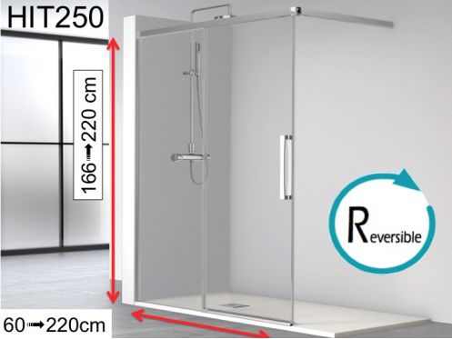 Paroi de douche coulissante, avec une partie ouverte - HIT 250