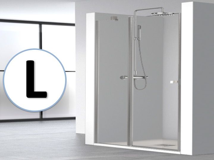 Porte de douche battante, avec paroi fixe en prolongation - 120 x 195