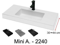 Plan vasque, 121 x 40 cm,  suspendue ou à poser, en résine minérale - MINI A. 2240