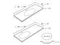 Plan vasque, 121 x 46 cm, suspendue ou  encastrer, de forme ovale - OVAL 45
