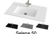 Umywalka w łazience, 101 x 46 cm, zawieszona lub wpuszczona, w żywicy mineralnej - SELENE 50