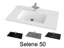 Plan vasque, 131 x 46 cm,  suspendue ou à encastrer, en résine minérale - SELENE 50
