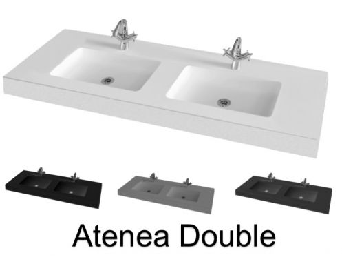 Plan double vasque, 180 x 50 cm, suspendu ou � poser - ATENEA DOUBLE