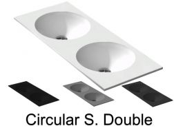 Plan double vasque, 121 x 46 cm , suspendu ou à encastrer, de forme rond - CIRCULAR S. Double