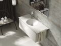 Plan double vasque, 121 x 46 cm , suspendu ou  encastrer, de forme rond - CIRCULAR 30 Double