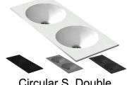 Plan double vasque, 101 x 46 cm , suspendu ou à encastrer, de forme rond - CIRCULAR S. Double