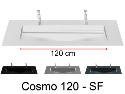 Plan double vasque, 161 x 46 cm , vasque caniveau - COSMO 120 SF
