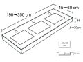 Plan vasque, 200 x 50 cm, trois vasques intgres - CONTRAT X3