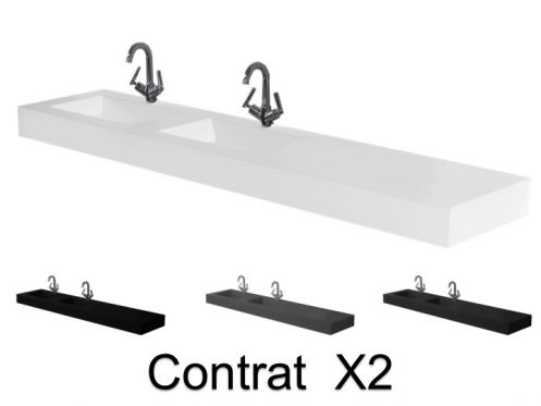 Plan vasque, 350 x 50 cm, deux vasques intgres - CONTRAT X2