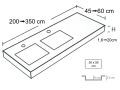 Plan vasque, 350 x 50 cm, deux vasques intgres - CONTRAT X2