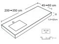 Plan vasque, 300 x 50 cm, vasques intgres - CONTRAT X1