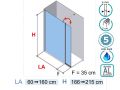 Paroi de douche fixe avec volet battant en prolongation, ouvrant sur verre - ORLY V