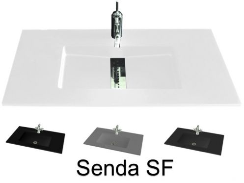 Plan vasque caniveau central, 46 x 121 cm, suspendue ou � encastrer - SENDA SF