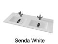 Double vasques caniveau central 46 x 121 cm, en rsine minral, sur mesure - SENDA
