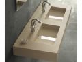 Double vasques caniveau central 46 x 121 cm, en rsine minral, sur mesure - SENDA