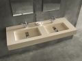 Double vasques caniveau central 46 x 121 cm, en rsine minral, sur mesure - SENDA