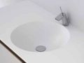 Plan toilette avec vasque ronde int�gr�e, 50 x 80 cm, en r�sine min�rale Solid-Surface - DOUBLE CIRCULAR RG